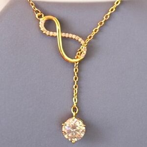 Moissanite 2.1ct‎ Pendant Gold Plated Infinity Necklace NWT